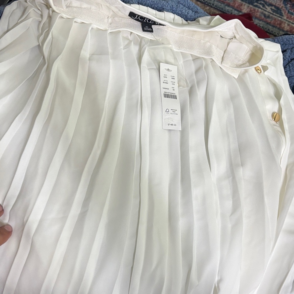 J. Crew White Skirt with Pleats